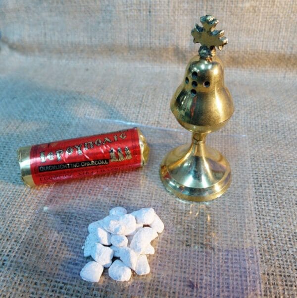 Thurible metal censer, 50 gr of Incense Resin and 6 pcs Charcoal Disc Tablets -Censer Bronze Orthodox Catholic Byzantine Christianity Church