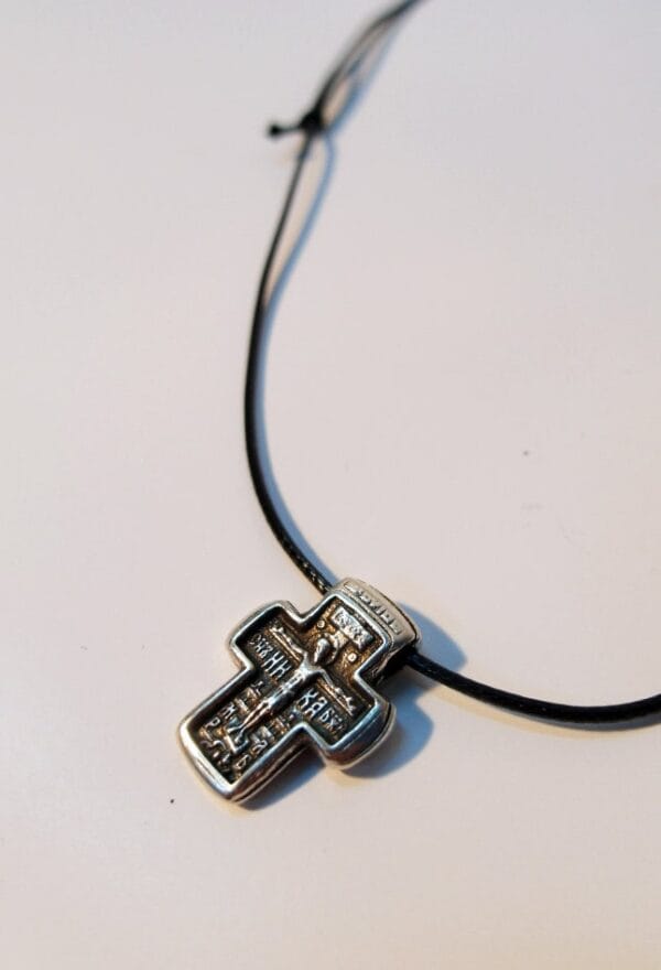 Double Sided Old Sterling Silver Cross Jesus Christ Crucifix Necklace for Mens, Womens and Childrens Orthodox Roman Christian Catholic