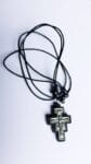 Wooden neck cross with leather chain-with Holy anointing oil