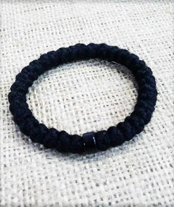 Prayer Rope 33 knots wool black bead, blessed with Holy Μyrrh