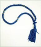 Prayer Rope 100 knots Blue silk thread with blue and gold beads with Holy anointing oil