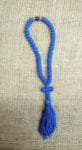 Prayer Rope 50 knots Blue silk thread with blue and gold beads with Holy anointing oil