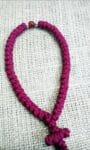 Prayer Rope 50 knots Red silk thread with red and gold beads with Holy anointing oil