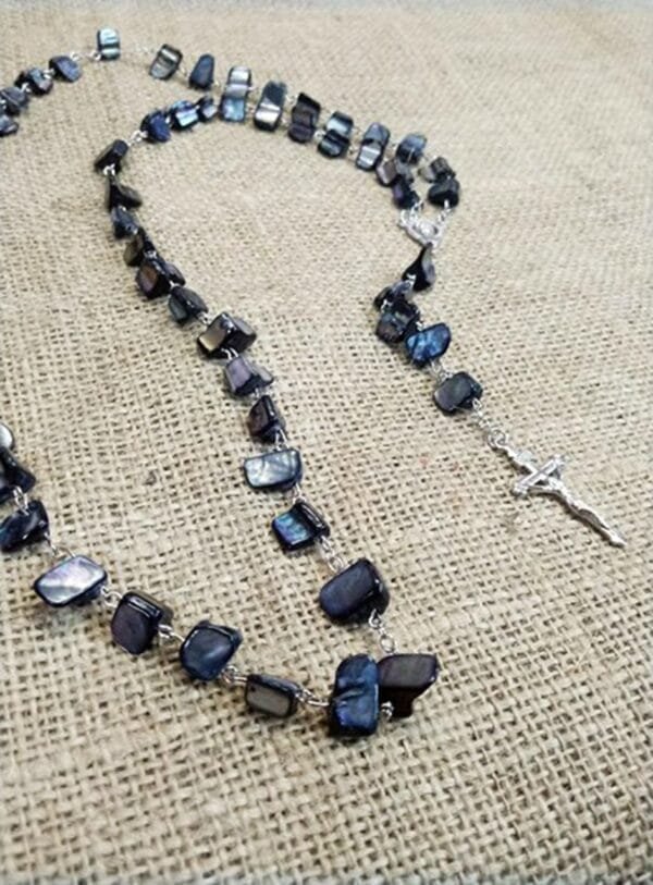 Catholic crystal Rosary with onyx of pearls