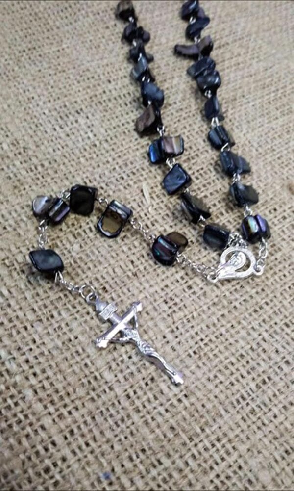 Catholic crystal Rosary with onyx of pearls
