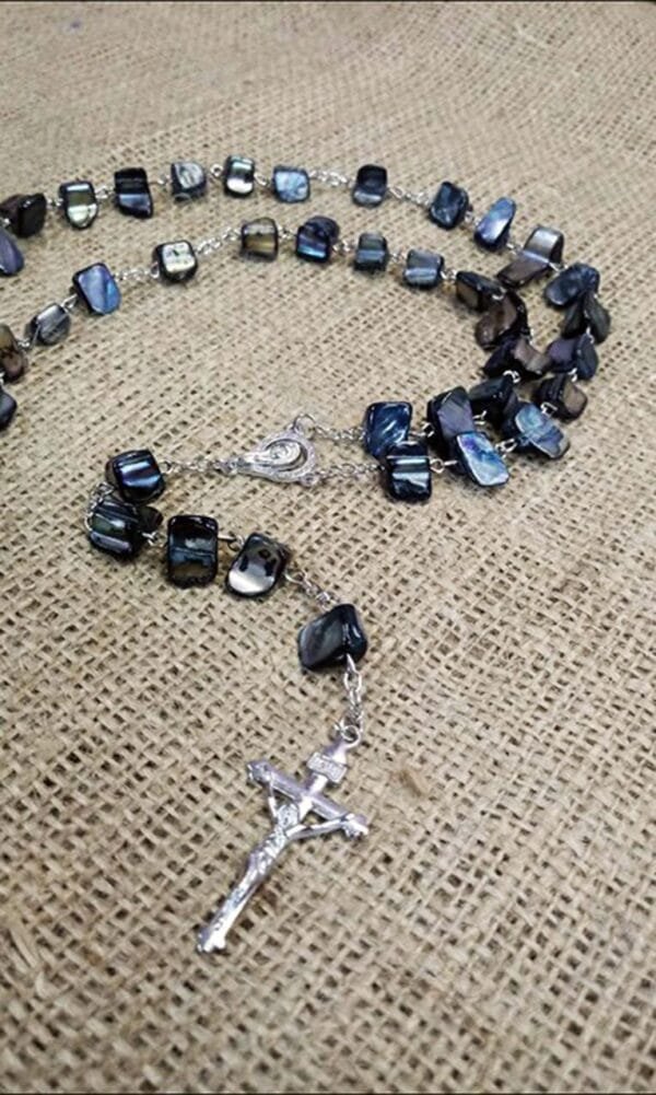 Catholic crystal Rosary with onyx of pearls