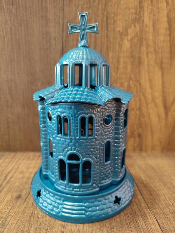 Blue Standing Church Oil Lamp