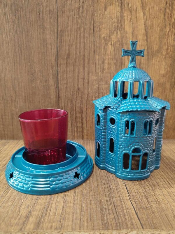Blue Standing Church Oil Lamp