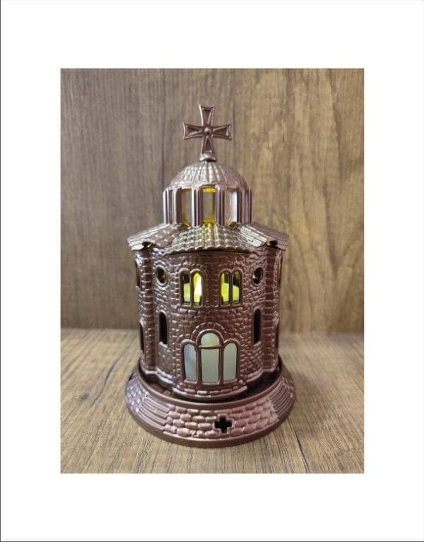 Metallic Brown Standing Church Oil Lamp