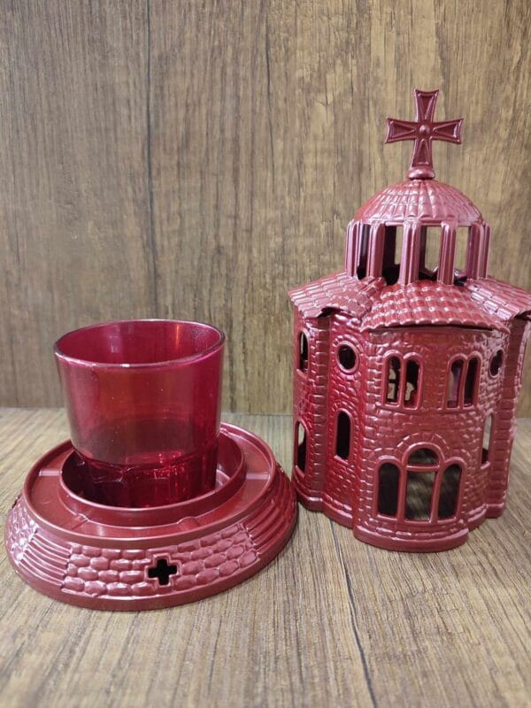 Red Standing Church Oil Lamp
