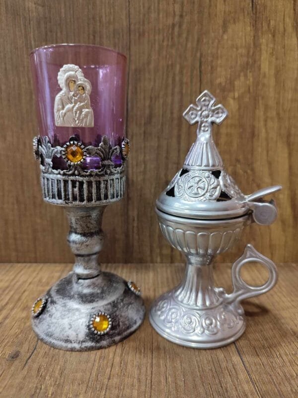 Set Oil lamp with Silver Censer