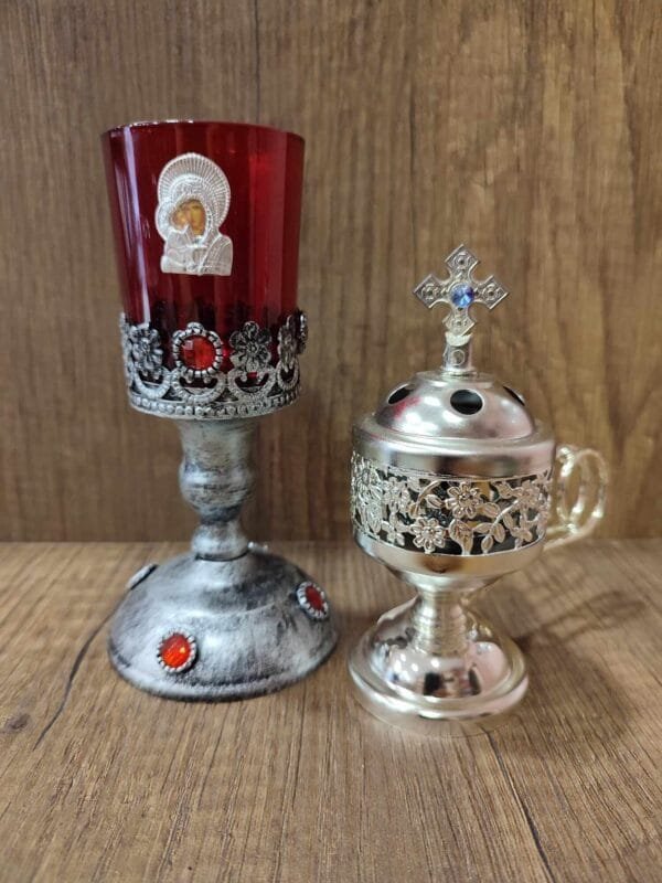 Set Oil lamp with Silver Censer