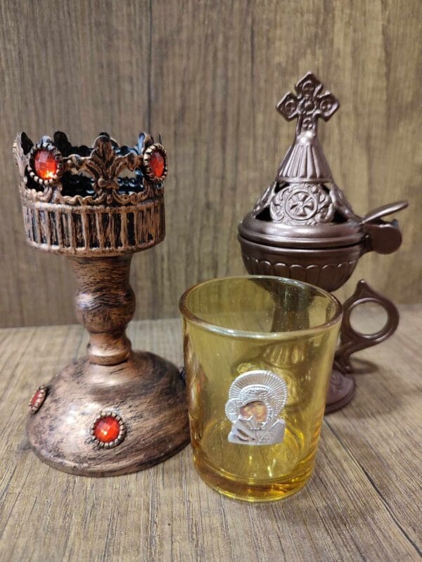 Set Oil lamp with Bronze Censer