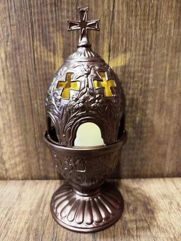 Brown Standing Oil Lamp