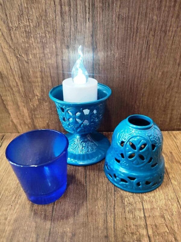 Blue Standing Oil Lamp
