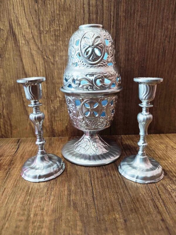 Silver Standing Oil Lamp