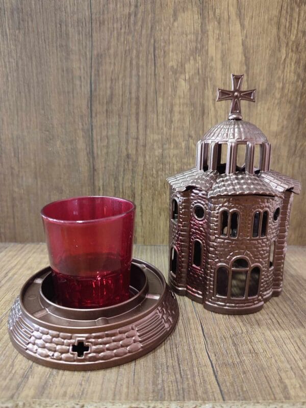 Metallic Brown Standing Church Oil Lamp