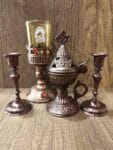 Set Oil lamp with Bronze Censer