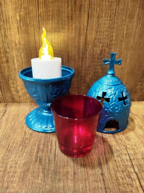 Blue Standing Oil Lamp