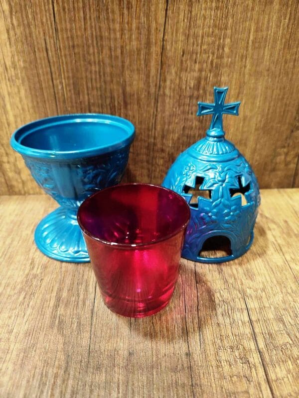 Blue Standing Oil Lamp