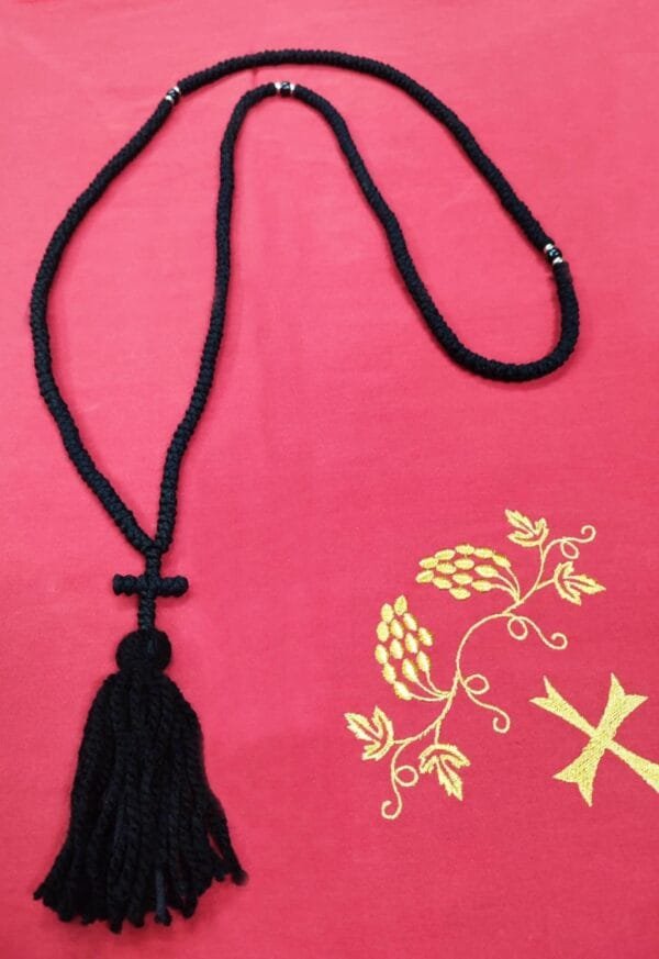 300 Knot Wool Prayer Cord with Red Beads