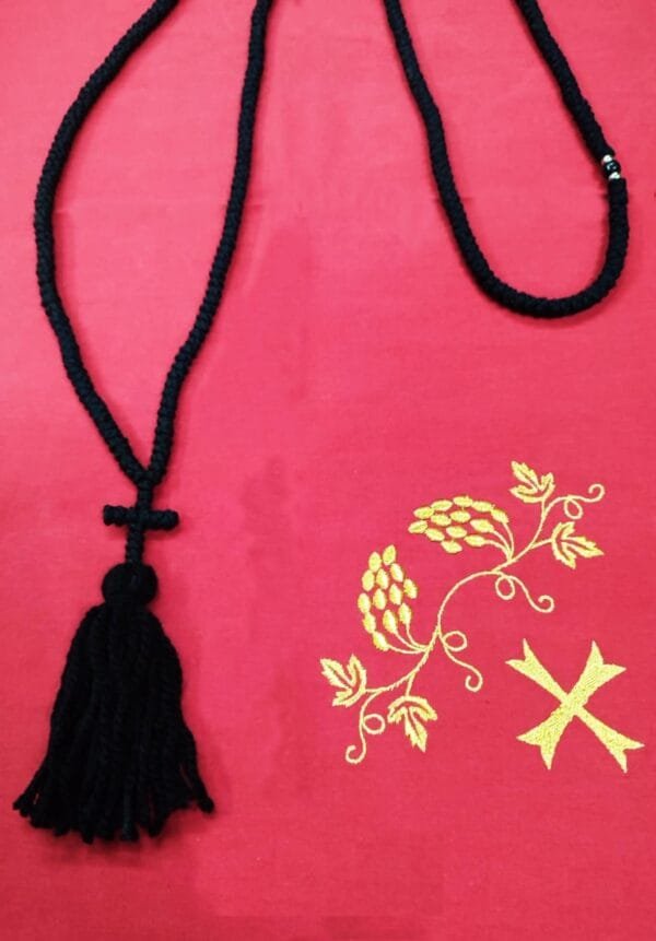 300 Knot Wool Prayer Cord with Red Beads