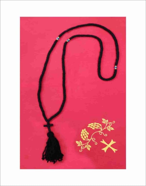 300 Knot Wool Prayer Cord with Blue Beads