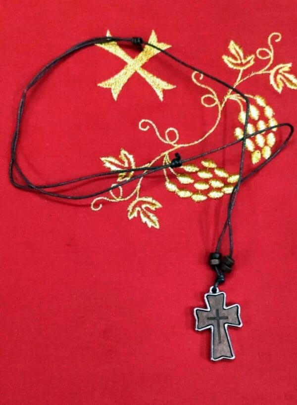 Wooden Metal Cross Necklace