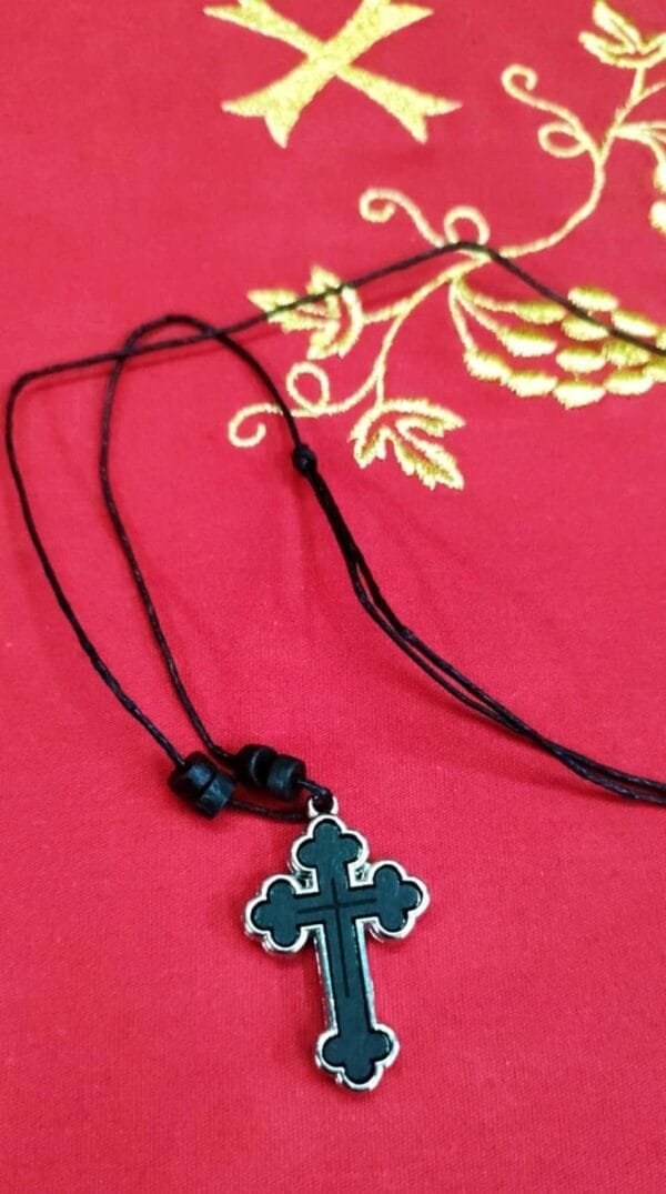 Wooden Cross Necklace with Leather Chain