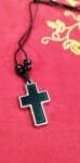 Wooden Cross Necklace with Leather Chain