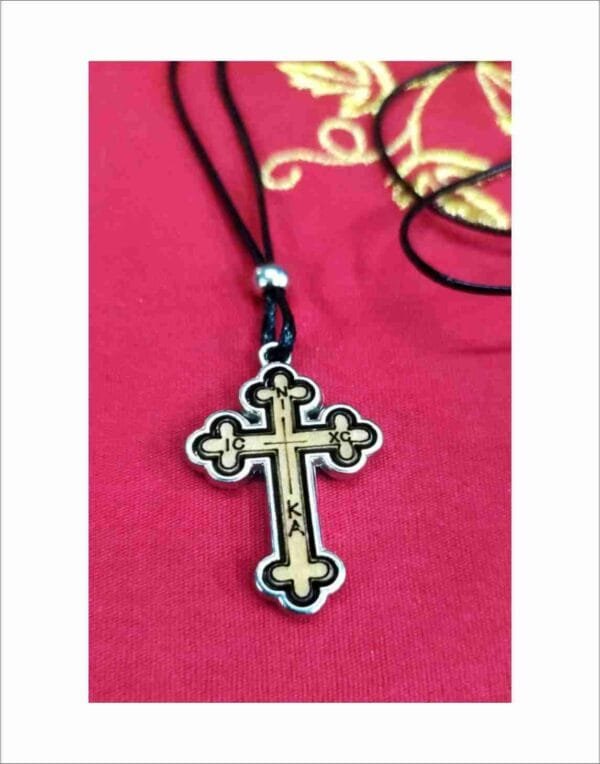 Wooden Metal Cross Necklace