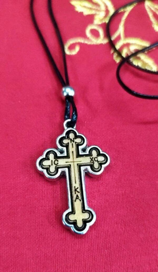Wooden Metal Cross Necklace