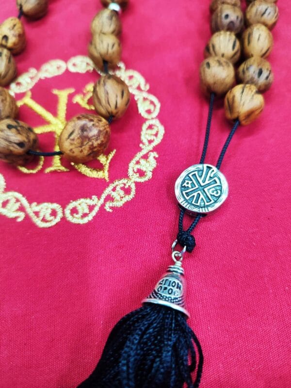 33 Brown Nutmeg Prayer Beads with Holy Myrrh – A Sacred Prayer Rope