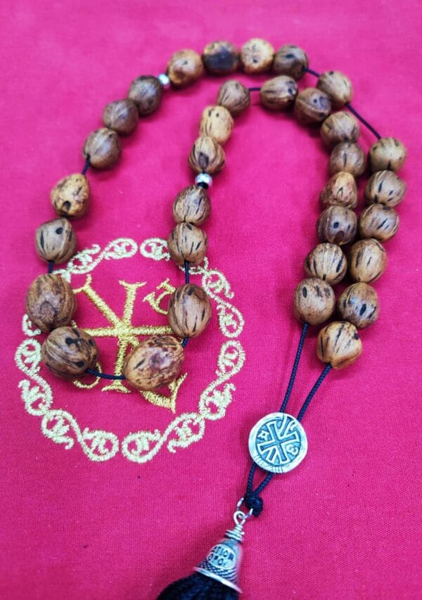 33 Brown Nutmeg Prayer Beads with Holy Myrrh – A Sacred Prayer Rope