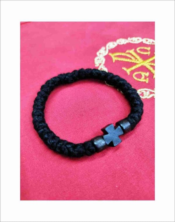 Prayer Rope 33 knots wool wooden cross