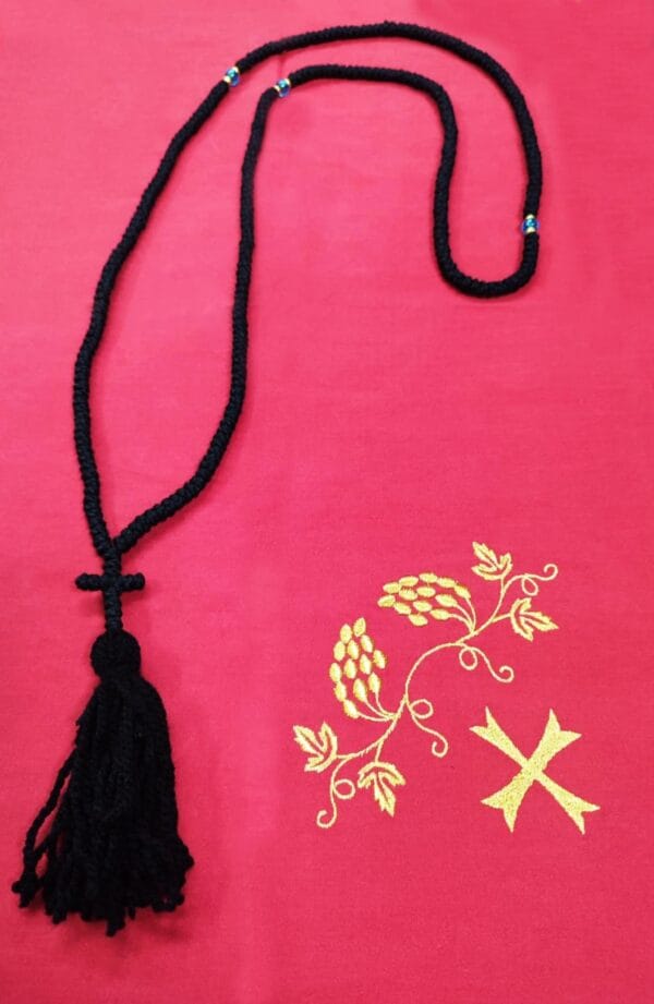 300 Knot Wool Prayer Cord with Blue Beads