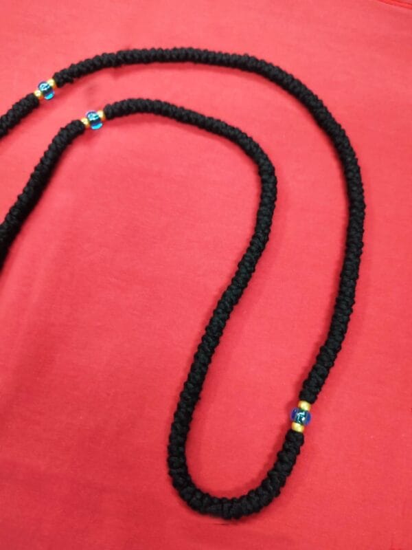 300 Knot Wool Prayer Cord with Blue Beads