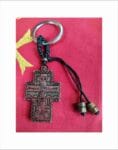 Handmade Wooden Cross Keychain with Holy Myrrh
