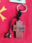 Handmade Wooden Cross Keychain with Holy Myrrh