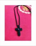 Handcrafted Cross Necklace made with Black Waxed Thread