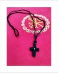 Handcrafted Cross Necklace made with Black Waxed Thread