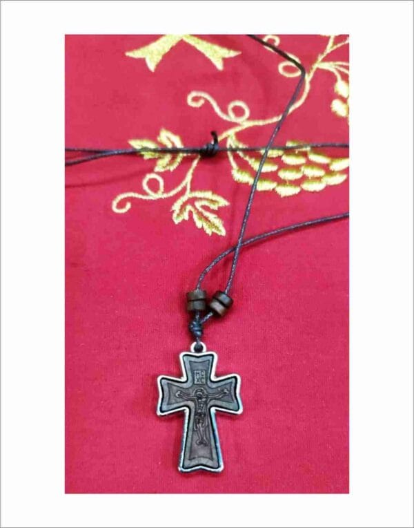 Wooden Metal Cross Necklace