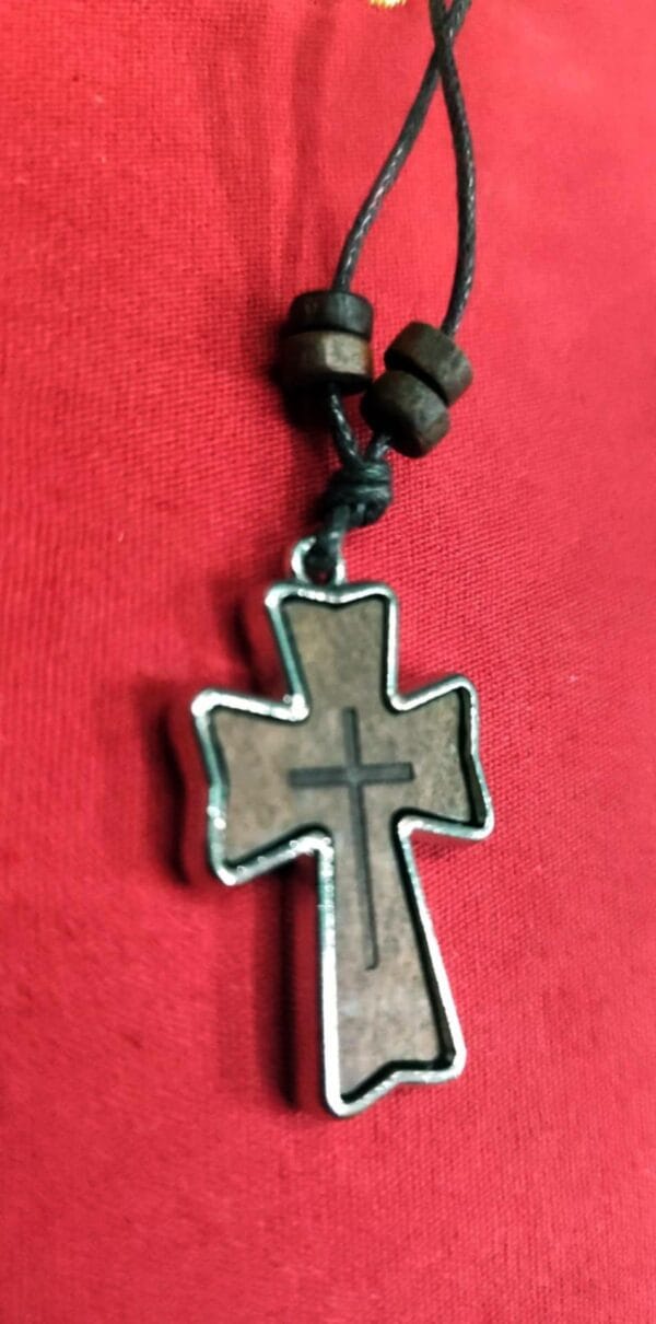 Wooden Metal Cross Necklace
