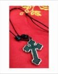 Wooden Cross Necklace with Leather Chain
