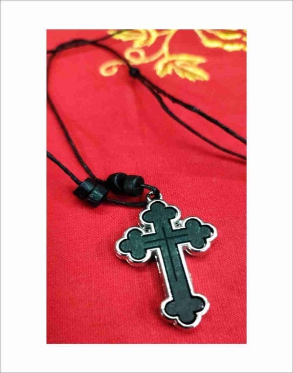 Wooden Cross Necklace with Leather Chain