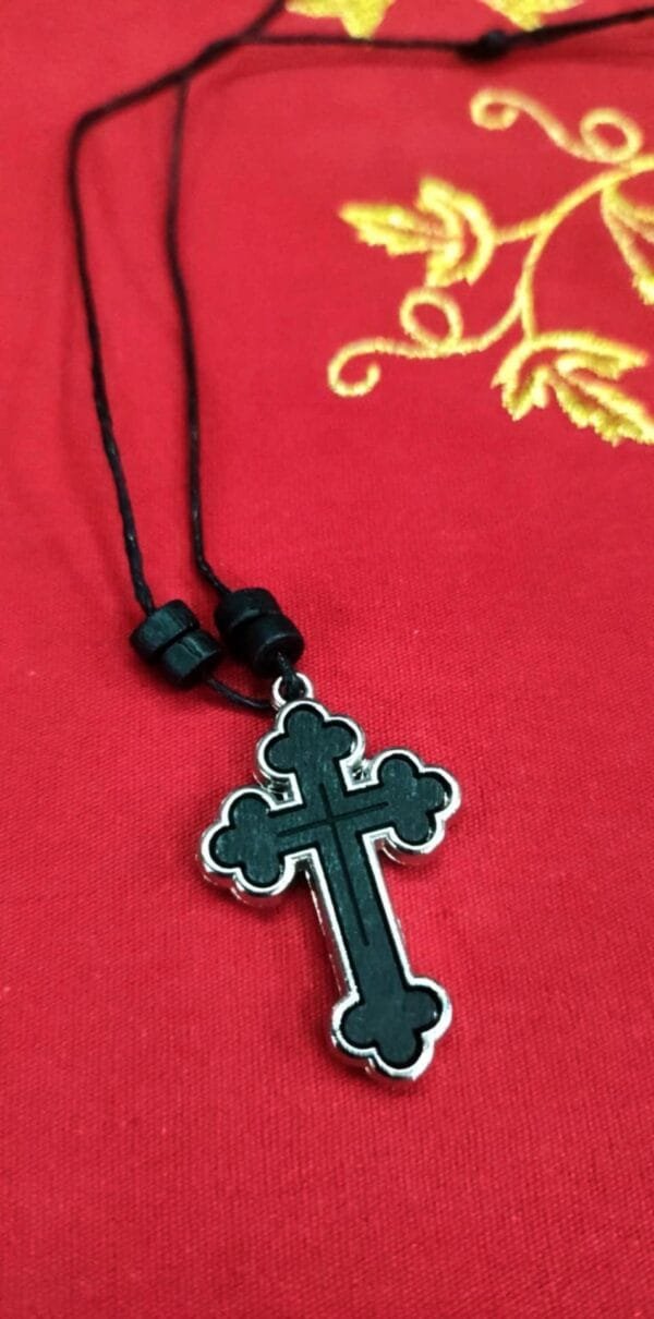 Wooden Cross Necklace with Leather Chain