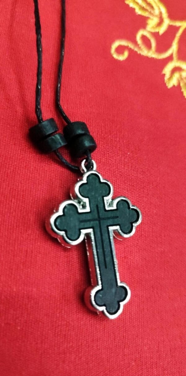Wooden Cross Necklace with Leather Chain