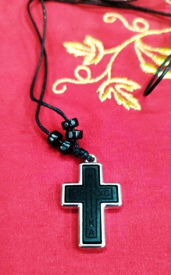 Wooden Cross Necklace with Leather Chain