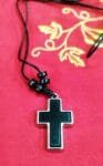 Wooden Cross Necklace with Leather Chain