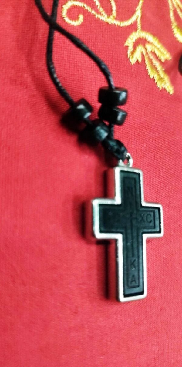 Wooden Cross Necklace with Leather Chain